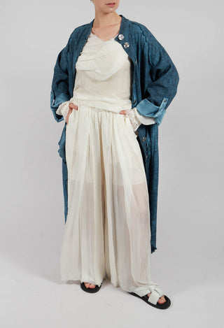 Linen Palazzo Trousers in Antique White