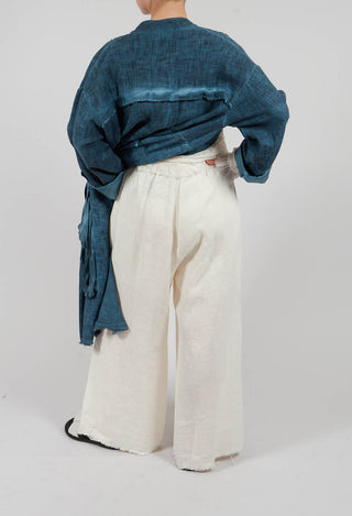Linen Palazzo Trousers in Antique White