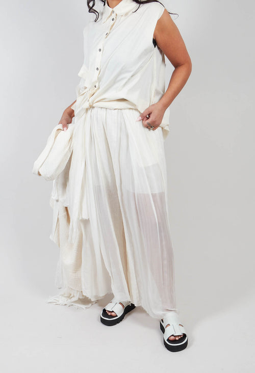 Linen Palazzo Trousers in Antique White