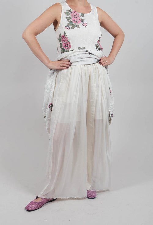 Linen Palazzo Trousers in Antique White