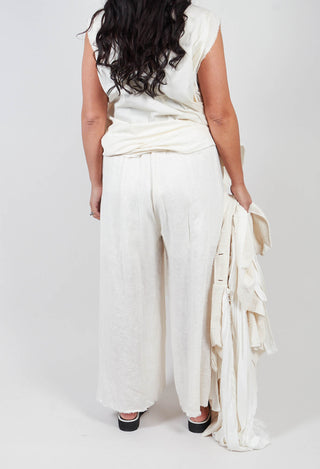 Linen Palazzo Trousers in Antique White