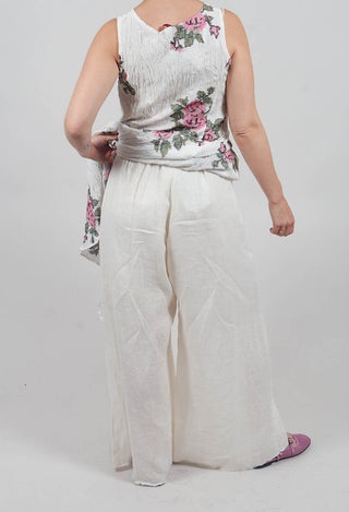 Linen Palazzo Trousers in Antique White