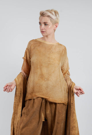 Round Neck Lightweight Top in Bronze Honey