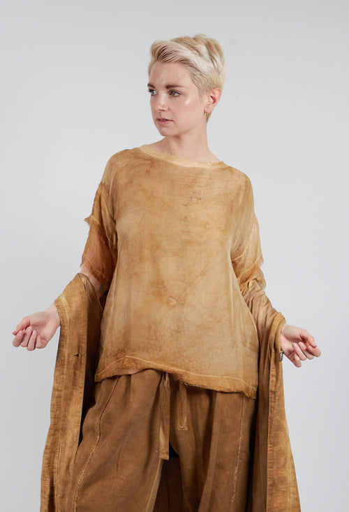 Round Neck Lightweight Top in Bronze Honey
