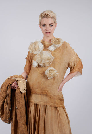Round Neck Lightweight Top in Bronze Honey