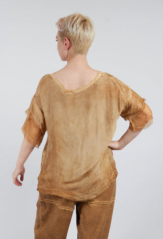 Round Neck Lightweight Top in Bronze Honey