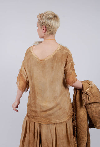 Round Neck Lightweight Top in Bronze Honey