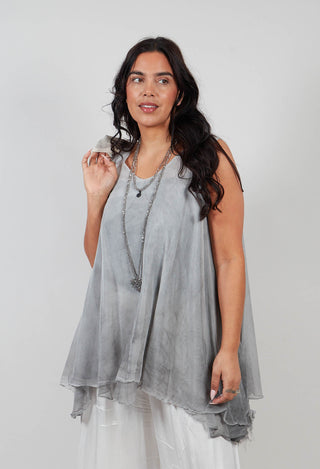 Asymmetrical Sheer Finish Top in Silver