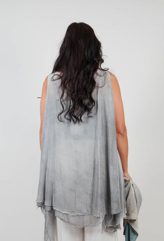 Asymmetrical Sheer Finish Top in Silver