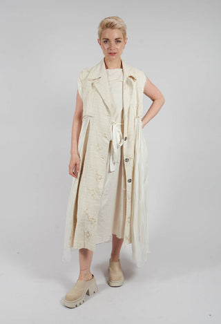 Long Jacquard Gilet in Antique White