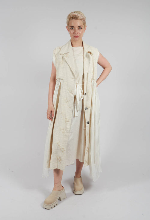 Long Jacquard Gilet in Antique White