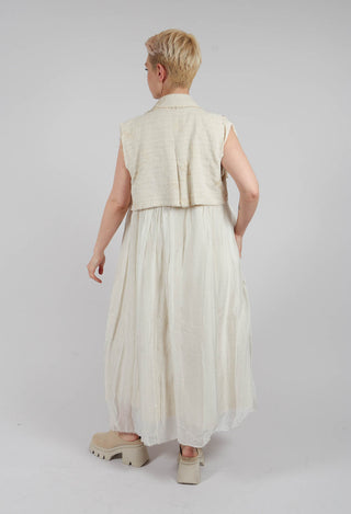 Long Jacquard Gilet in Antique White