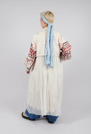 Long Jacquard Gilet in Antique White