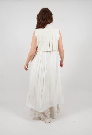 Long Jacquard Gilet in Antique White