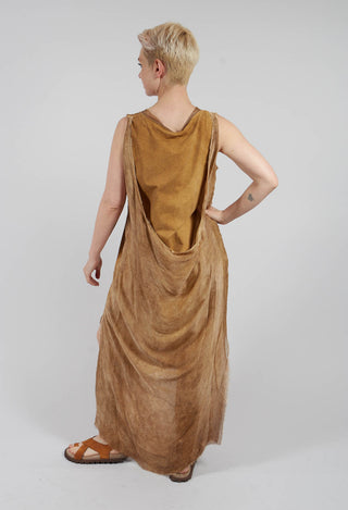 Sleeveless Dress with Ruffle in Bronze Honey
