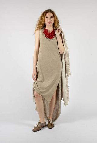 Sleeveless Dress with Ruffle in Sand Shell