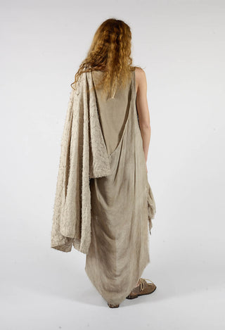 Sleeveless Dress with Ruffle in Sand Shell