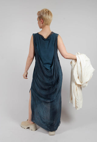 Sleeveless Dress with Ruffle in Blue Matisse