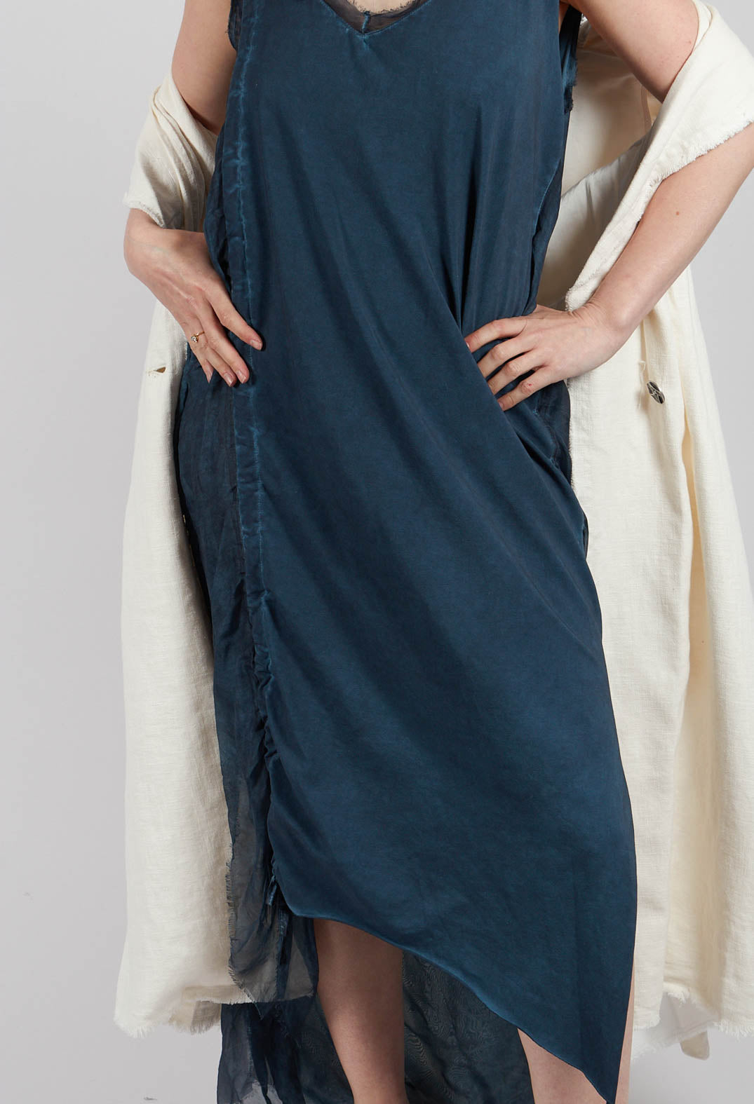 Sleeveless Dress with Ruffle in Blue Matisse