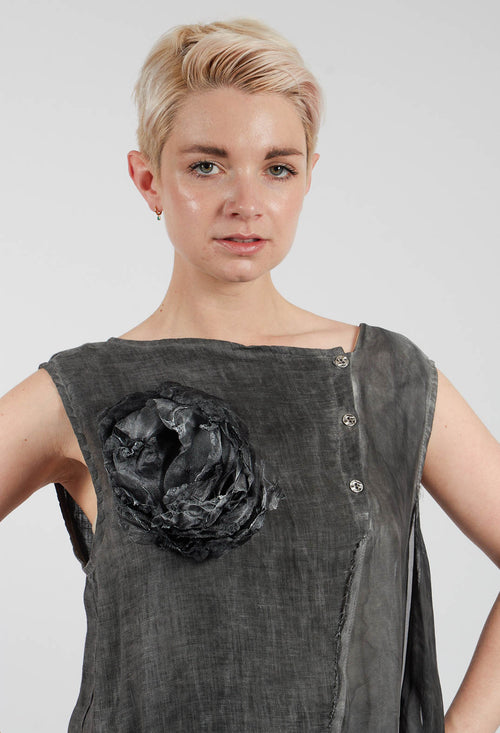 Organza Brooch in Nero Spray Silver