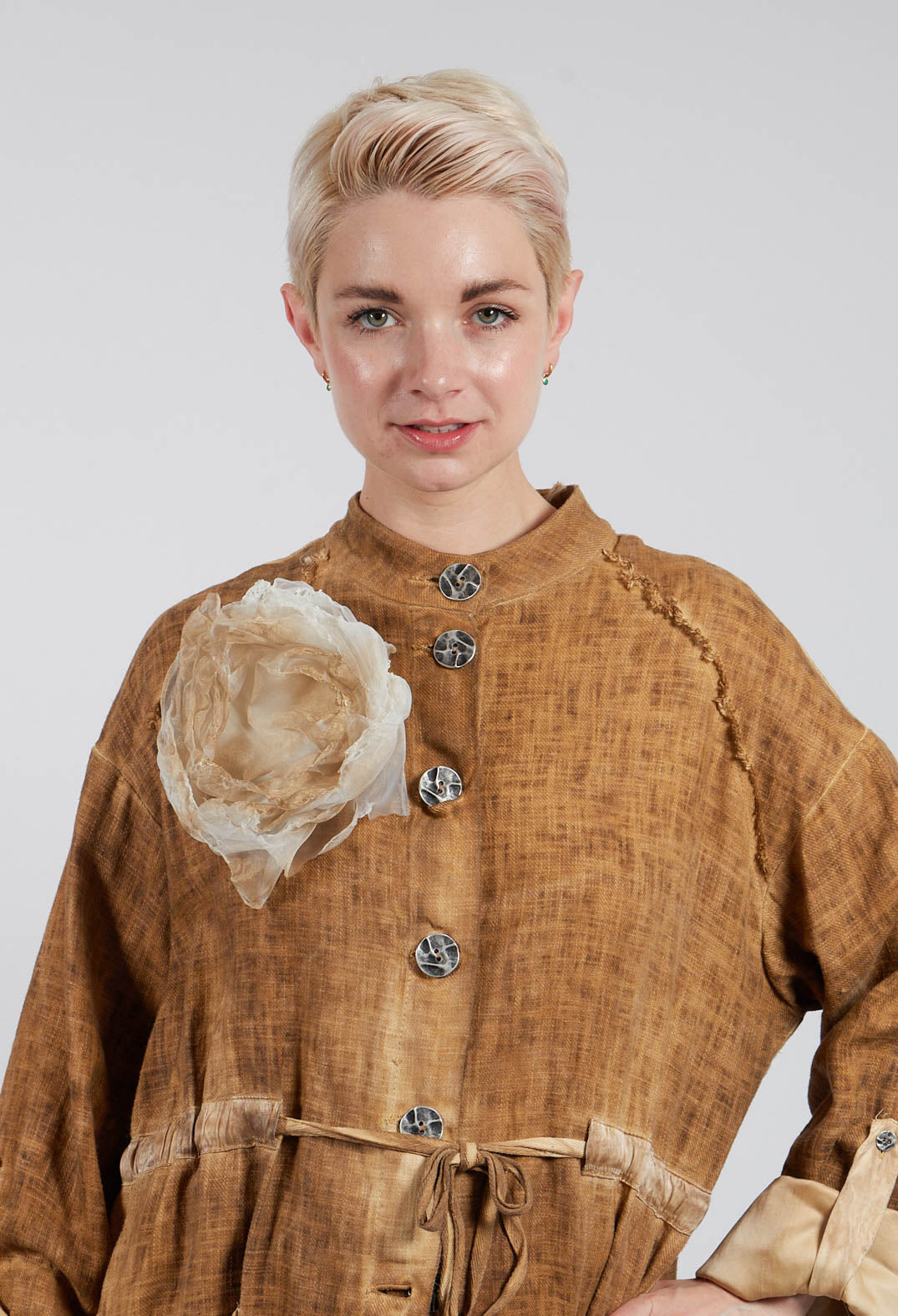Organza Brooch in Avorio Spray Gold