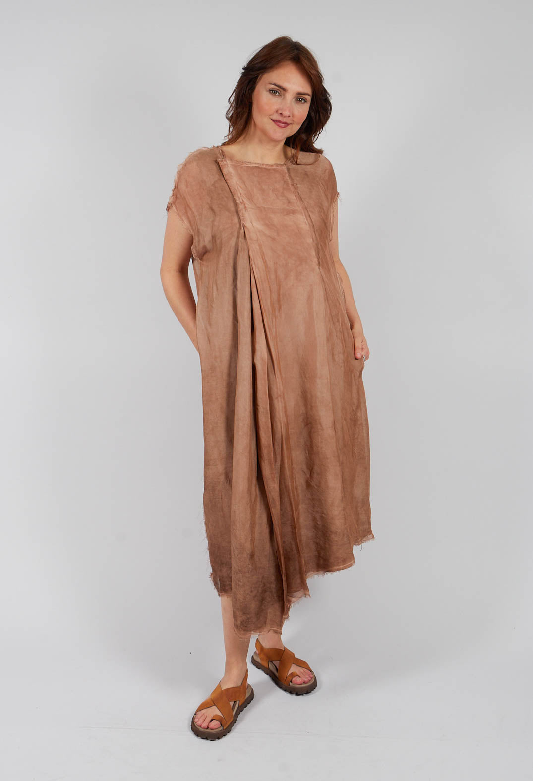 Long Dress with Short Sleeves in Spicy Cinnamon