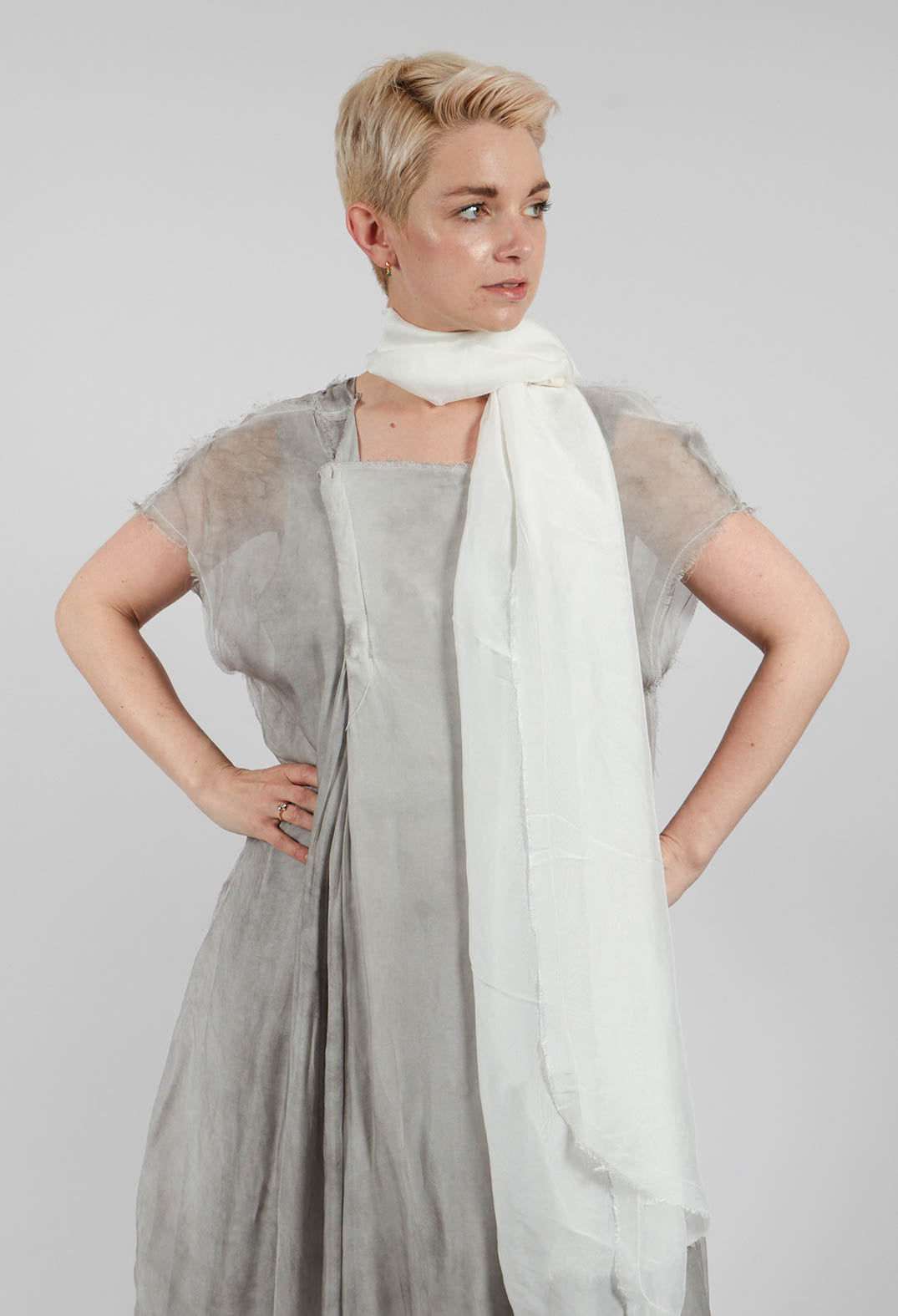 Long Dress with Short Sleeves in Grey Shadow