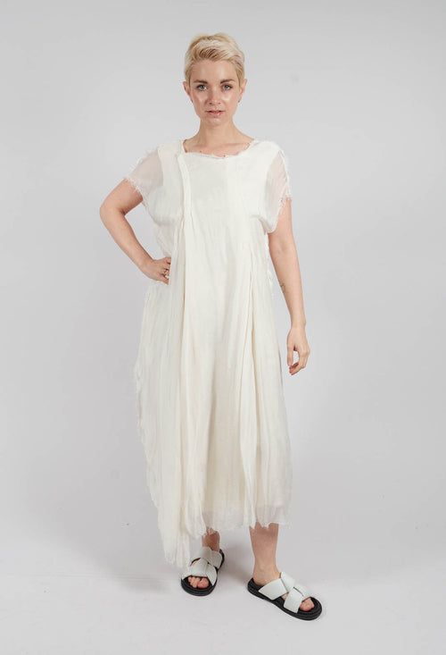 Long Dress with Short Sleeves in Antique White