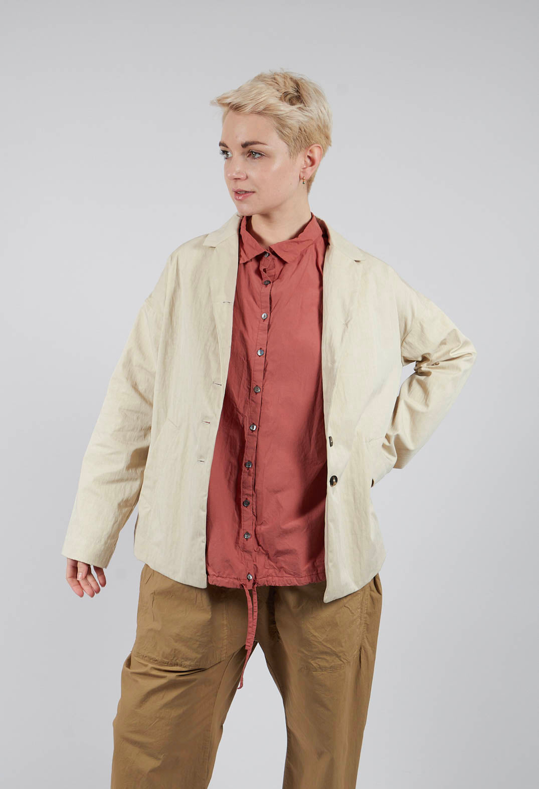Loose Blazer WG in Stone