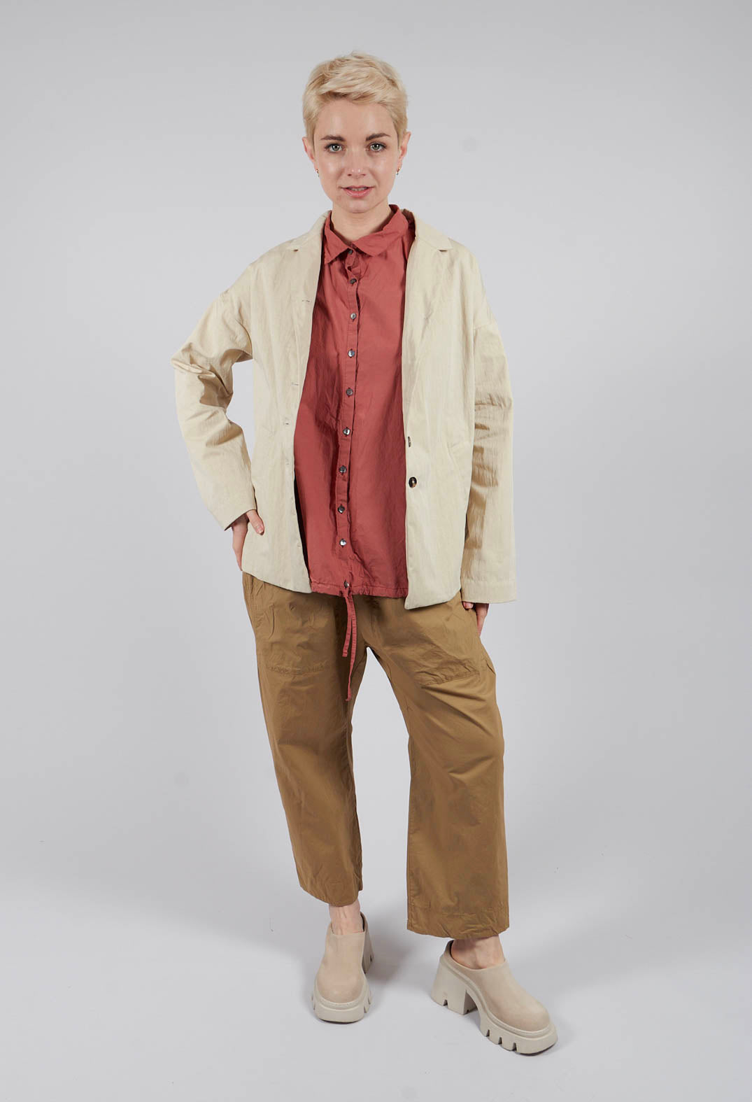 Loose Blazer WG in Stone