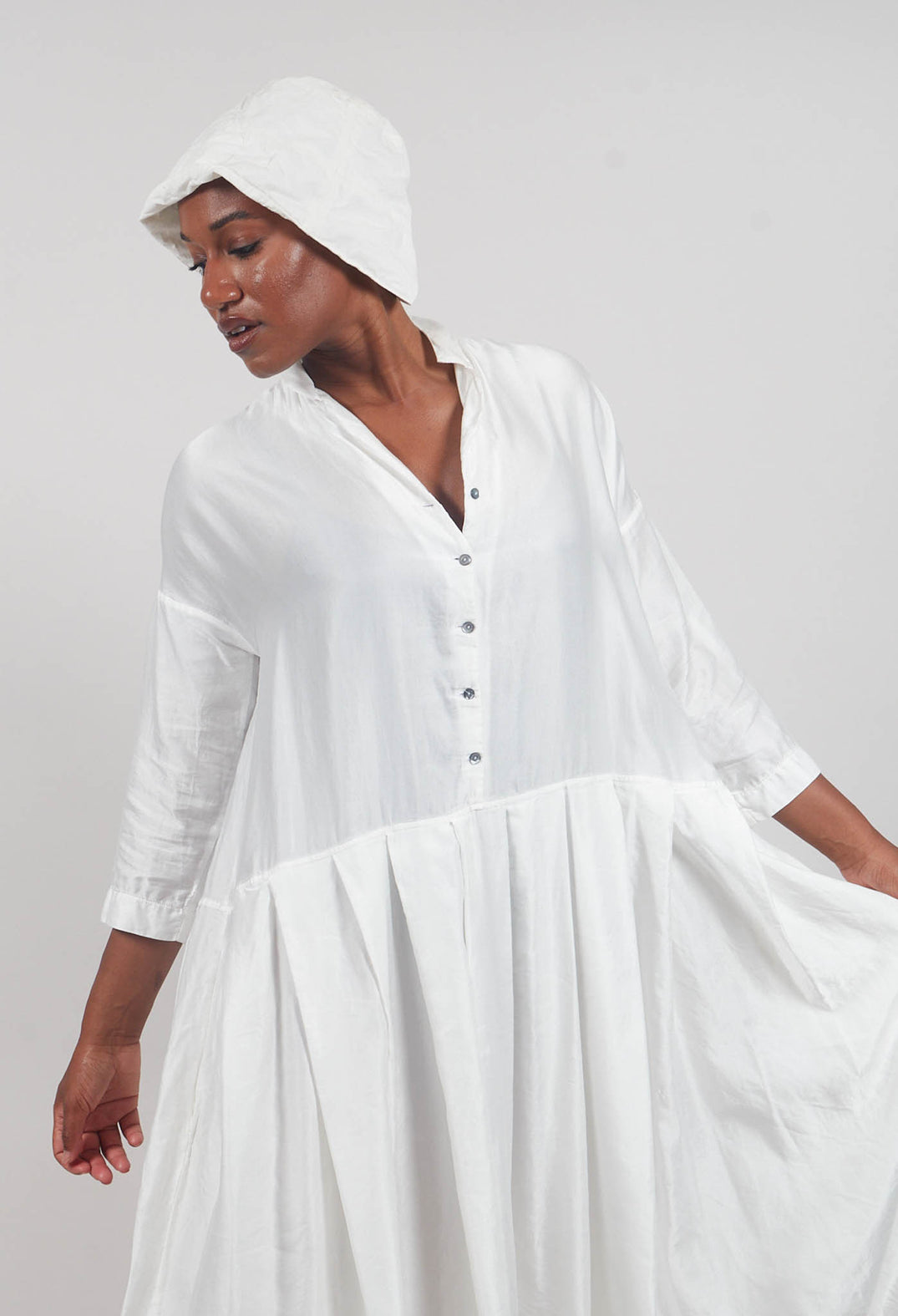 Pleated Collar Dress SC in Milk