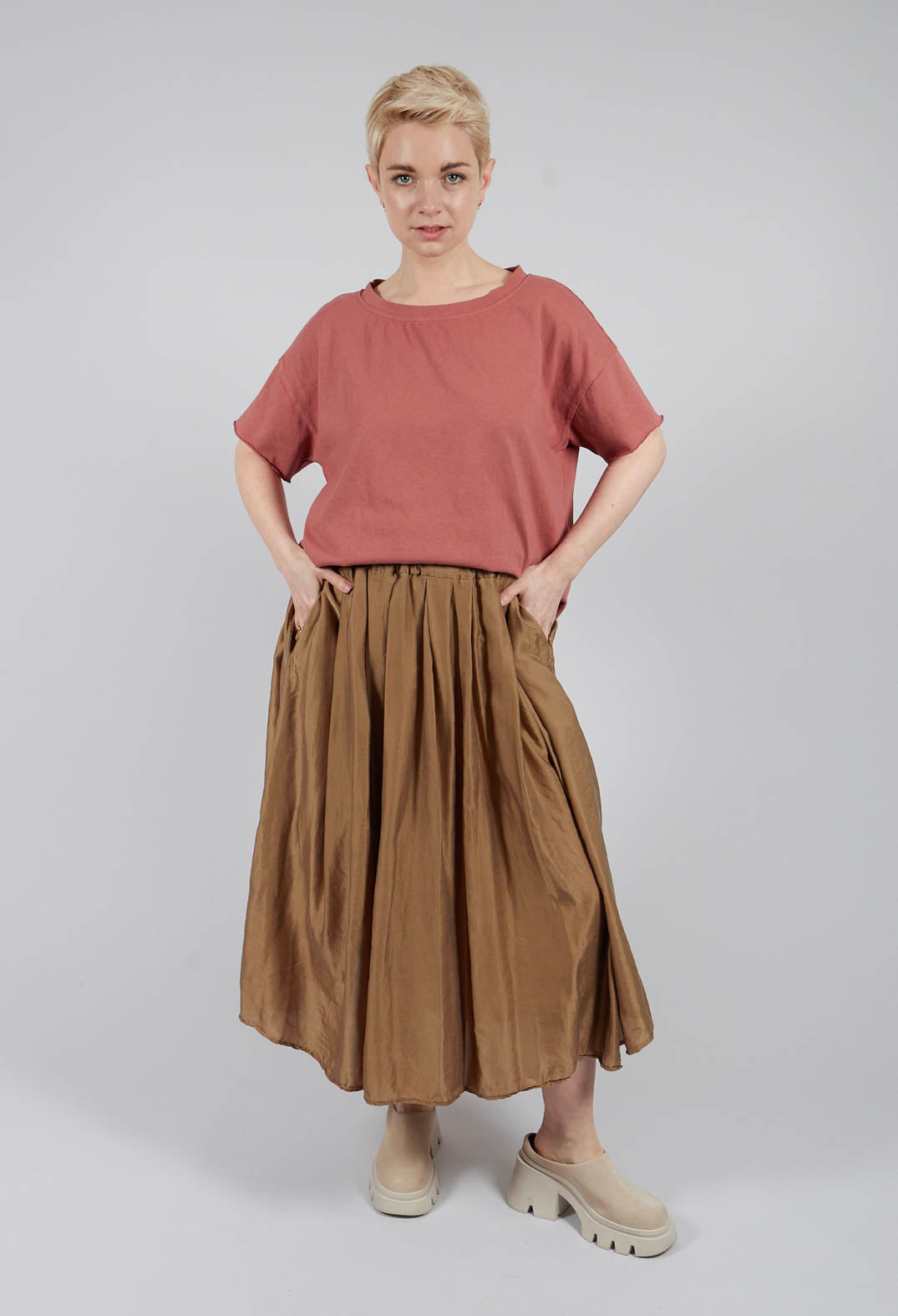 Pleated Long Skirt SC in Gold