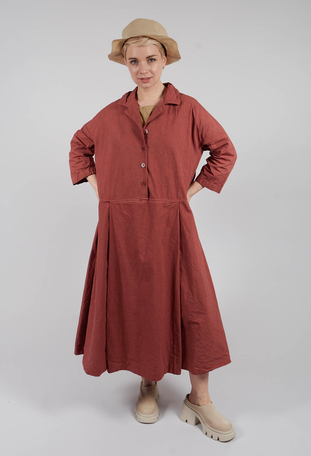 Tailored Collar Dress CC in Coral