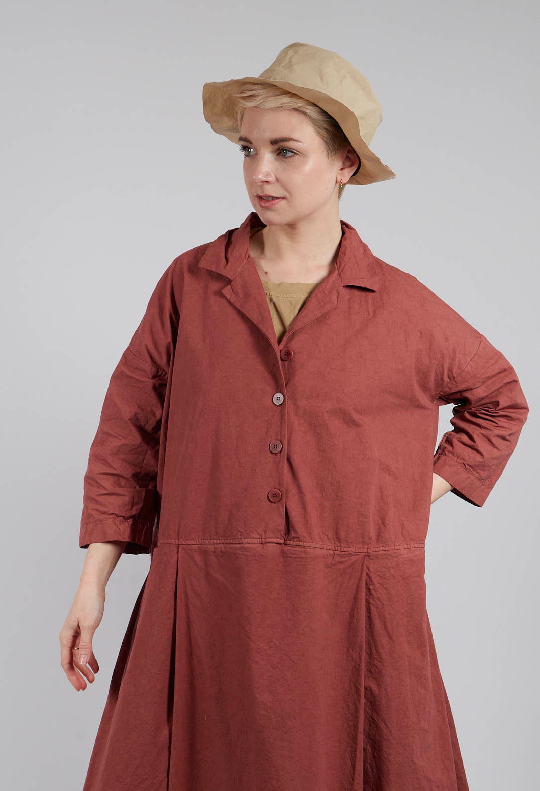 Tailored Collar Dress CC in Coral