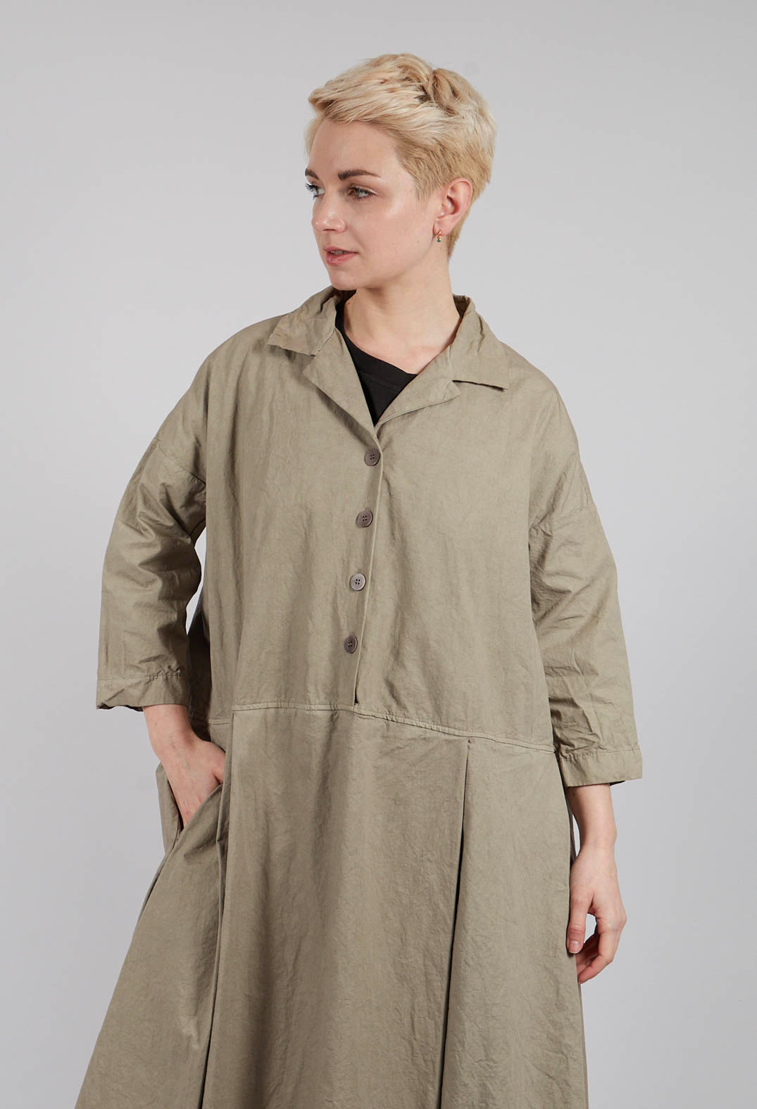 Tailored Collar Dress CC in Stone