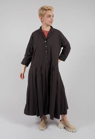 Pleated Collar Dress TC in Brown