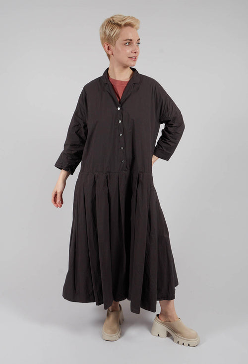 Pleated Collar Dress TC in Brown