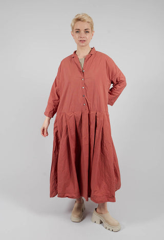 Pleated Collar Dress TC in Coral