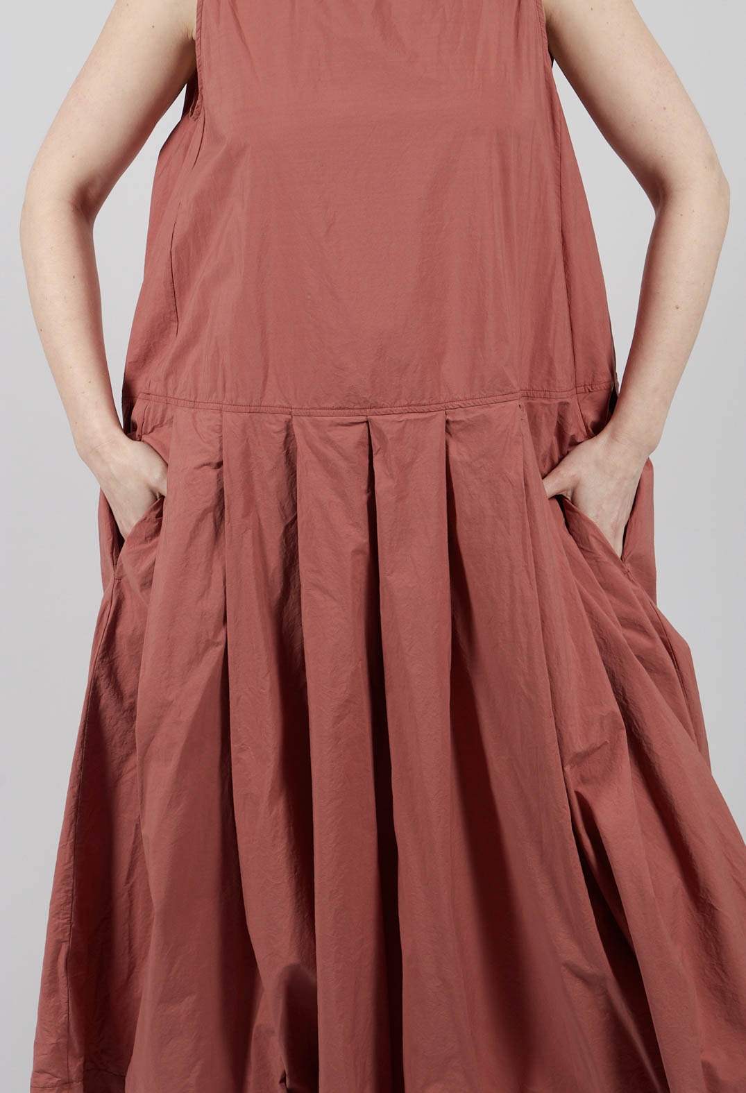 Pleated Sleeveless Dress TC in Coral