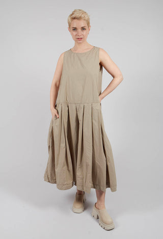 Pleated Sleeveless Dress TC in Stone