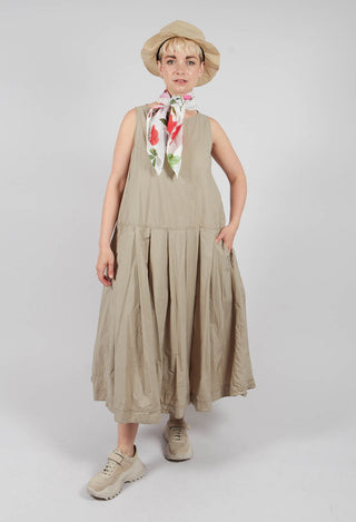 Pleated Sleeveless Dress TC in Stone