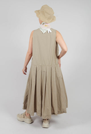 Pleated Sleeveless Dress TC in Stone