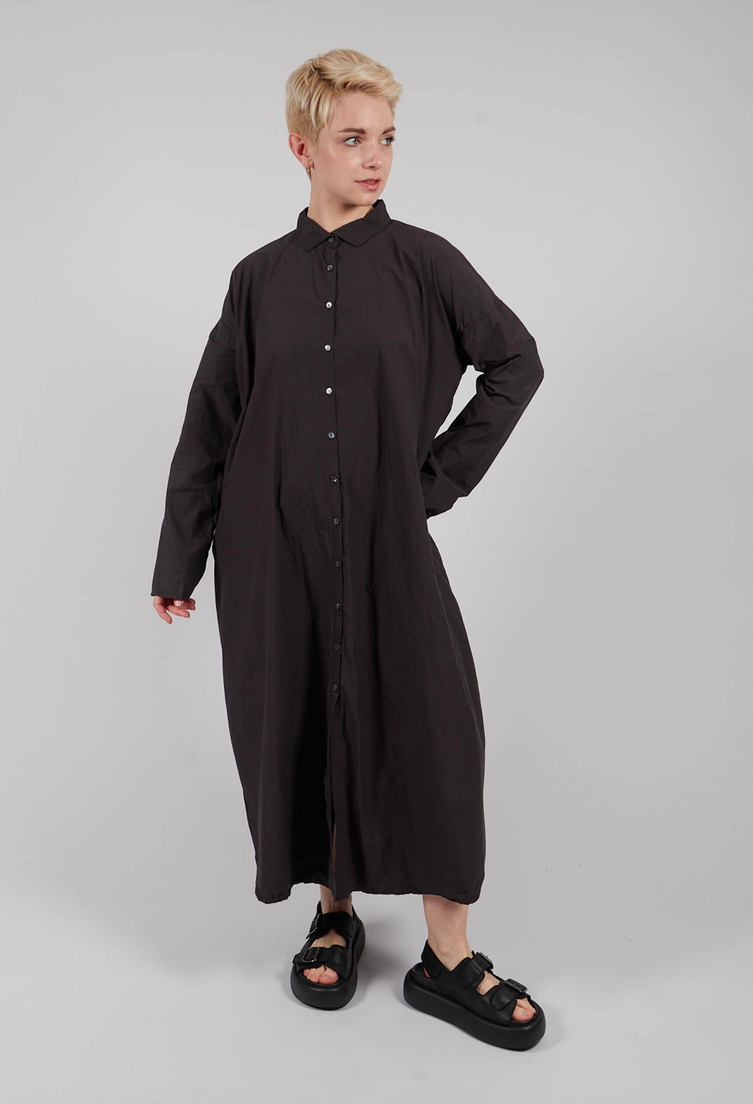Long Shirt Dress TC in Brown