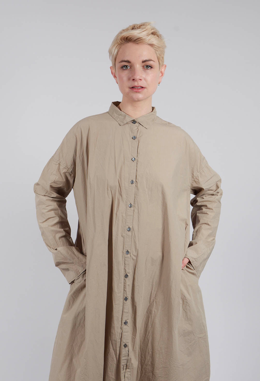 Long Shirt Dress TC in Stone