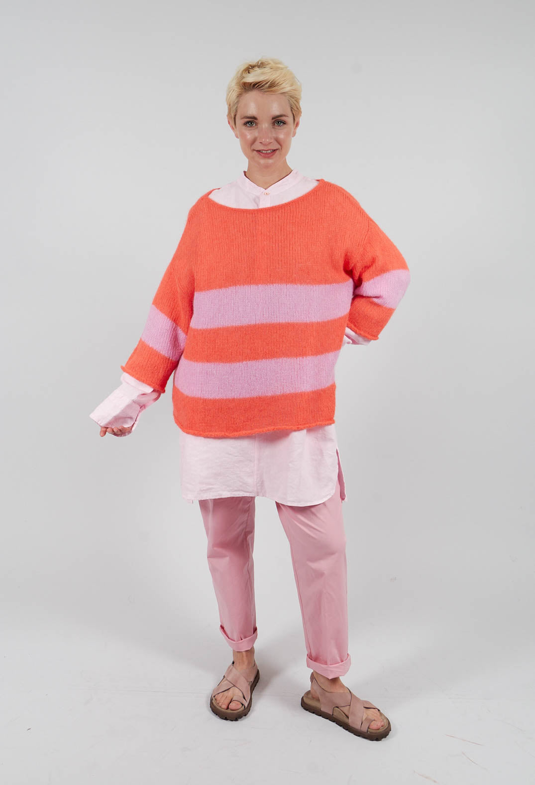 Light and Fluffy Pullover in Orange and Pink
