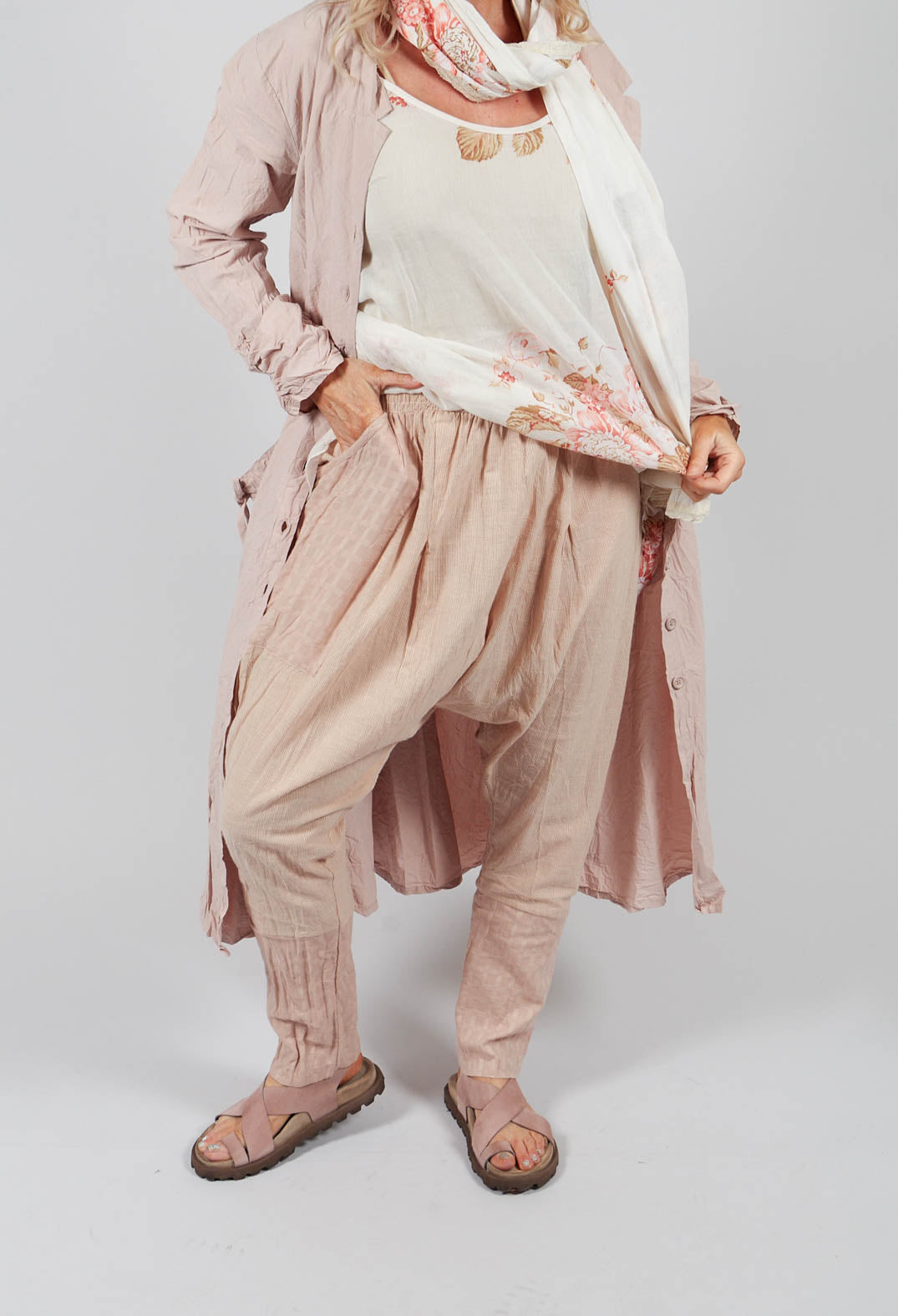 Sarouel Trousers in Cotton Raye Rose