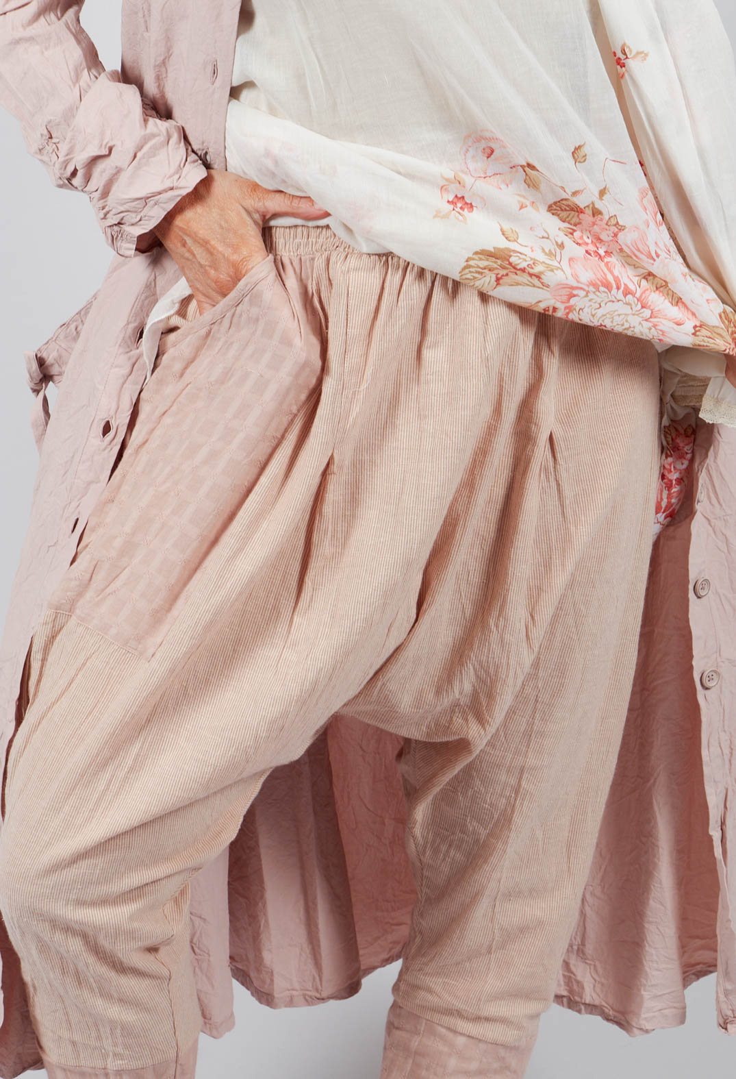 Sarouel Trousers in Cotton Raye Rose