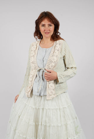 Chantal Top in Gaz Cotton Raye Bleu