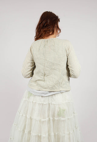 Chantal Top in Gaz Cotton Raye Bleu