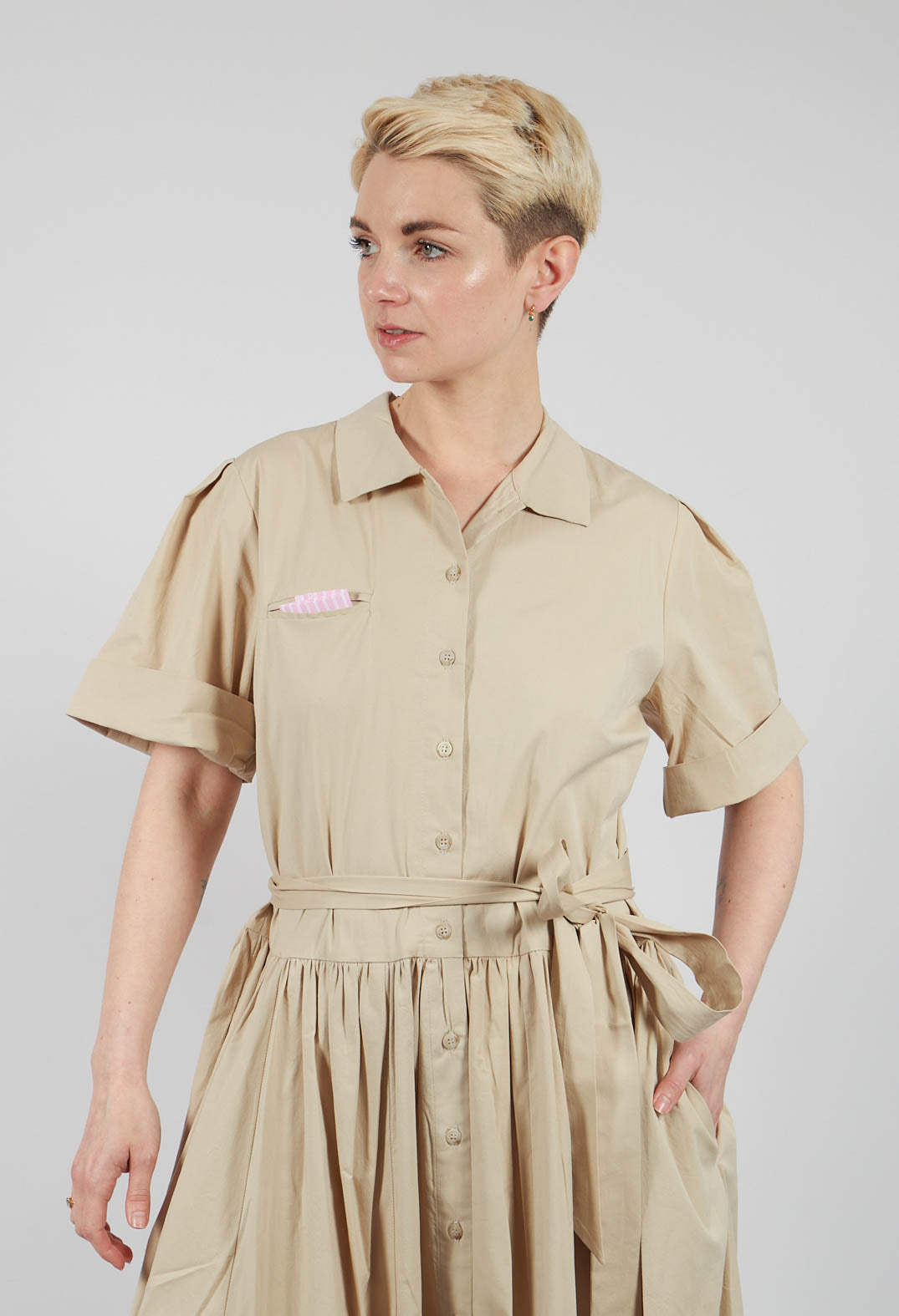 Shirt Dress in Beige
